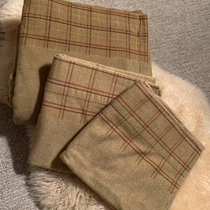 Woolrich Heavyweight King Size Olive Green Flannel TOP Sheet & 2 King Cases